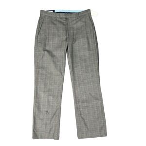 Gap Pants Mens 33 Grey Plaid Flat Front Straight Fit Mid Rise Cotton Dress *